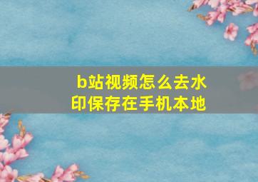 b站视频怎么去水印保存在手机本地