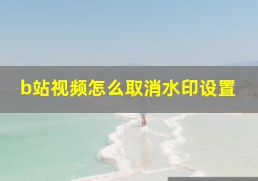 b站视频怎么取消水印设置