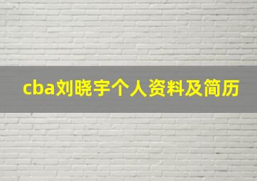 cba刘晓宇个人资料及简历