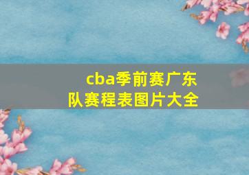 cba季前赛广东队赛程表图片大全