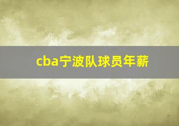 cba宁波队球员年薪