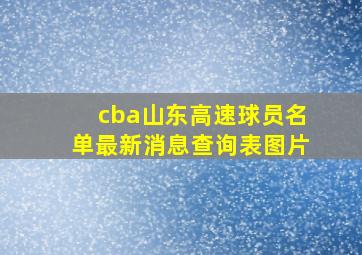 cba山东高速球员名单最新消息查询表图片