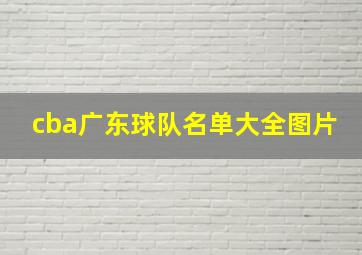 cba广东球队名单大全图片