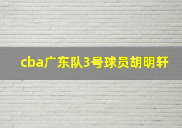 cba广东队3号球员胡明轩