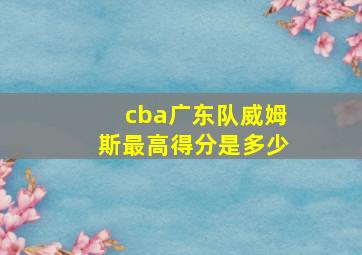 cba广东队威姆斯最高得分是多少