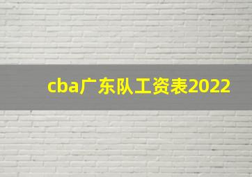 cba广东队工资表2022