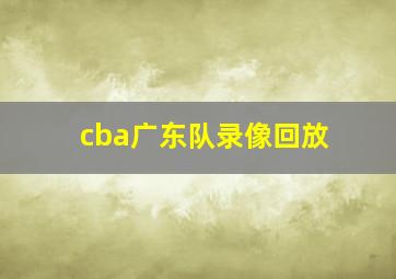 cba广东队录像回放