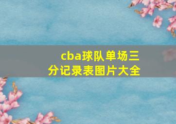 cba球队单场三分记录表图片大全