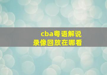 cba粤语解说录像回放在哪看