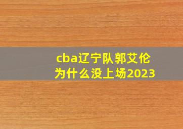 cba辽宁队郭艾伦为什么没上场2023