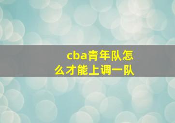 cba青年队怎么才能上调一队