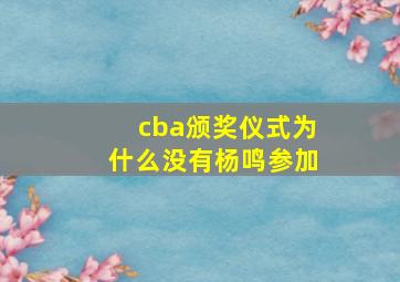 cba颁奖仪式为什么没有杨鸣参加