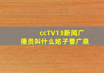 ccTV13新闻广播员叫什么姳子曹广泉