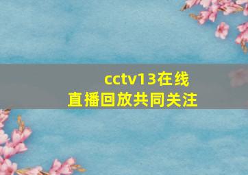 cctv13在线直播回放共同关注