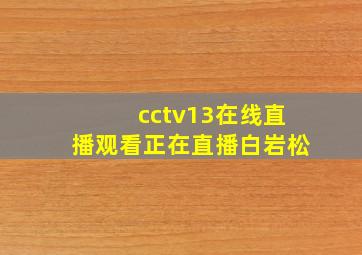 cctv13在线直播观看正在直播白岩松