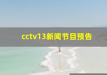 cctv13新闻节目预告