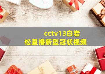 cctv13白岩松直播新型冠状视频