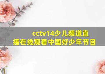 cctv14少儿频道直播在线观看中国好少年节目