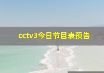 cctv3今日节目表预告