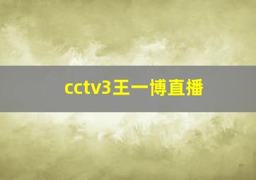 cctv3王一博直播