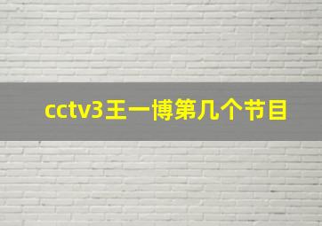 cctv3王一博第几个节目