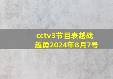 cctv3节目表越战越勇2024年8月7号