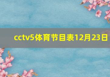 cctv5体育节目表12月23日