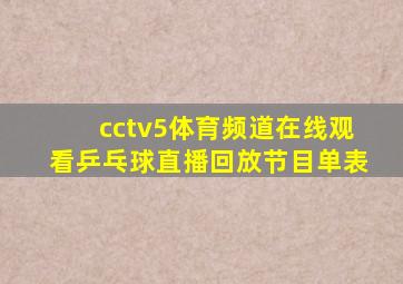 cctv5体育频道在线观看乒乓球直播回放节目单表