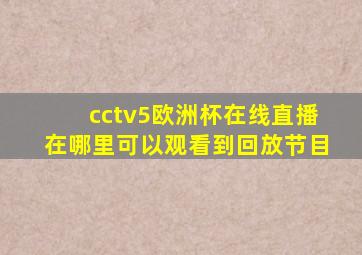 cctv5欧洲杯在线直播在哪里可以观看到回放节目