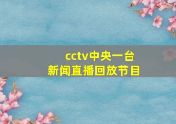 cctv中央一台新闻直播回放节目