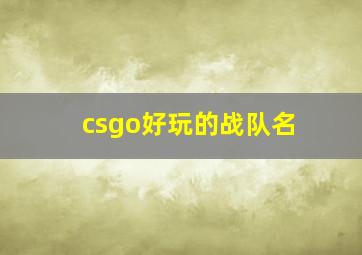 csgo好玩的战队名