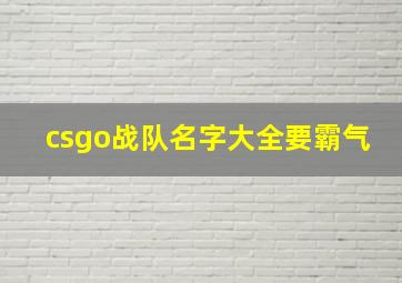 csgo战队名字大全要霸气