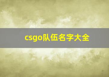 csgo队伍名字大全