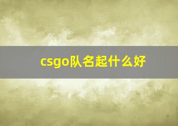 csgo队名起什么好