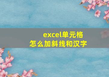 excel单元格怎么加斜线和汉字