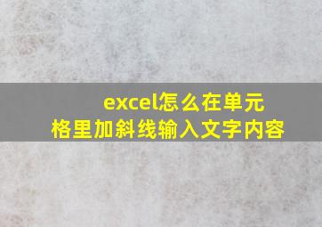 excel怎么在单元格里加斜线输入文字内容