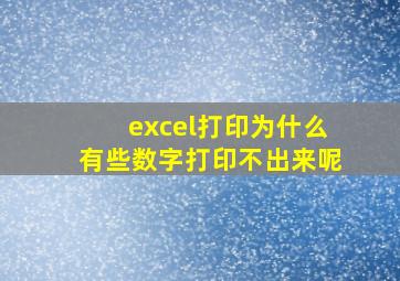 excel打印为什么有些数字打印不出来呢