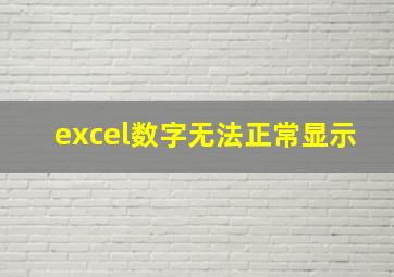 excel数字无法正常显示