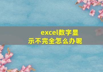 excel数字显示不完全怎么办呢