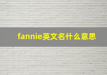 fannie英文名什么意思