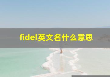 fidel英文名什么意思