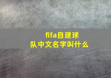 fifa自建球队中文名字叫什么