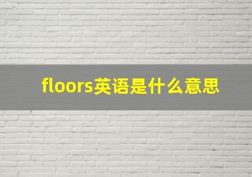 floors英语是什么意思