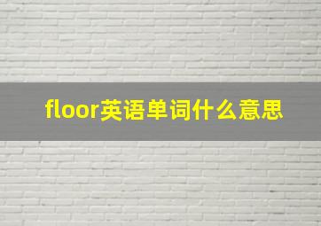 floor英语单词什么意思