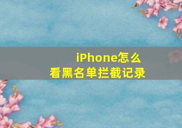 iPhone怎么看黑名单拦截记录