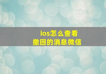 ios怎么查看撤回的消息微信