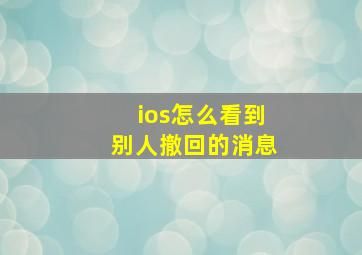 ios怎么看到别人撤回的消息