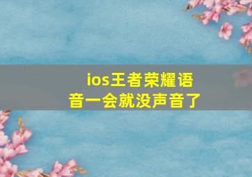 ios王者荣耀语音一会就没声音了