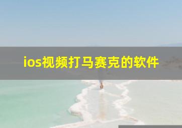 ios视频打马赛克的软件