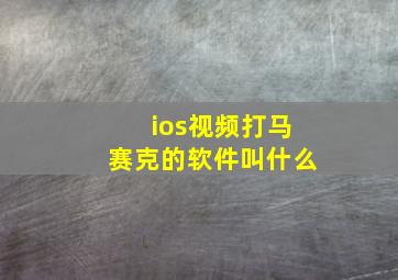 ios视频打马赛克的软件叫什么